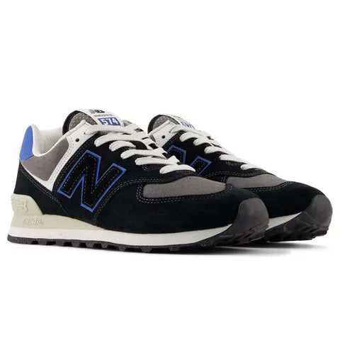 New Balance 574 zwart / koningsblauw U574QRB